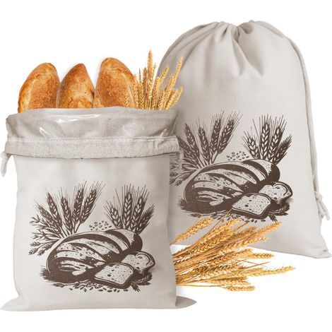 Packung mit 2 Beuteln aus Stoff (40 x 30 cm) – Doppelte, undurchlässige TPU-Folie und Kordelbefestigung – Langlebige Konservierung für Schmerzen, Früchte und Hülsenfrüchte – Natur (1/5)