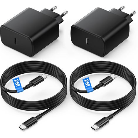 45W Chargeur USB C avec Câble 2M pour Samsung Galaxy S26/S25/S24 Ultra/S23+/S23 Ultra/S22/Note20/A54/A53/Z Fold5/Flip5, Chargeur USB C Rapide Prise C Charge Rapide Adaptateur(2PACK-2M) (1/5)