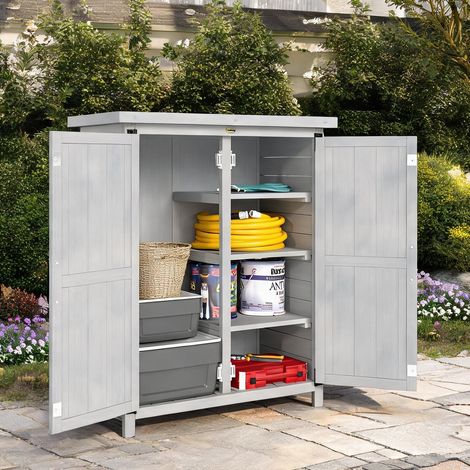 Chariot de jardin gris en madera de Abeto 75 x 40 x 90 cm (1/5)