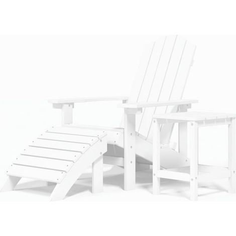 Chaise de jardin Adirondack repose-pied table PEHD Blanc (1/4)