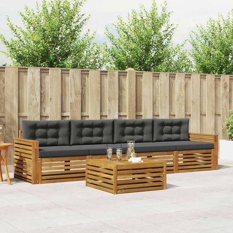 vidaXL Outdoor-Sofagarnitur mit Kissen 5 pcs Natur und Anthrazit (1/5)