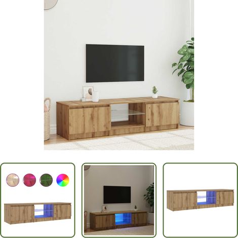LED-Leuchten - TV-Schrank mit LED-Leuchten Artisan-Eiche 140x40x36 cm (1/5)