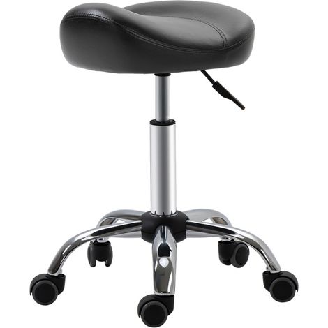 Taburete de trabajo con ruedas regulable en altura negro 48 x 48 x 54-69 cm (1/5)