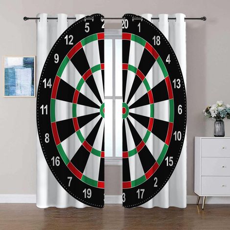 Rideau Occultant Jeu de fléchettes Rideaux Thermiques Isolants Anti Froid et Chaleur Rideaux Occultant pour Salon et Chambre, Design Moderne à Oeillets, 2 Pièces L140 x H245 cm - 280L X 245H cm (2 Pan (1/5)