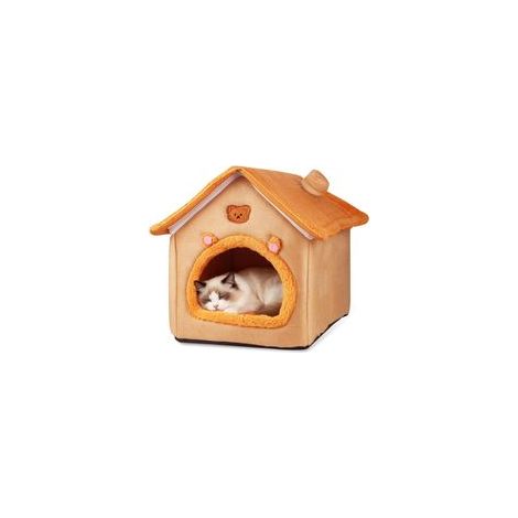Katzennest / Katzenschlafzelt / Hundekorb / Indoor-Bett, rutschfester Boden, 40 cm, orange-Crezuo