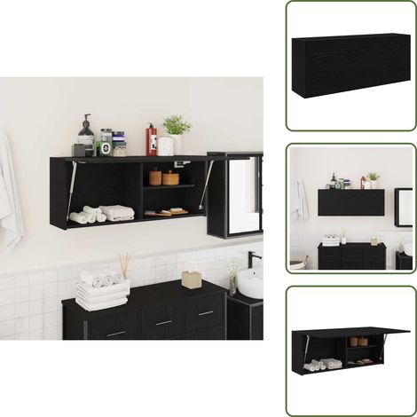vidaXL Bad-Wandschrank Schwarz 100x25x40 cm Holzwerkstoff (1/5)