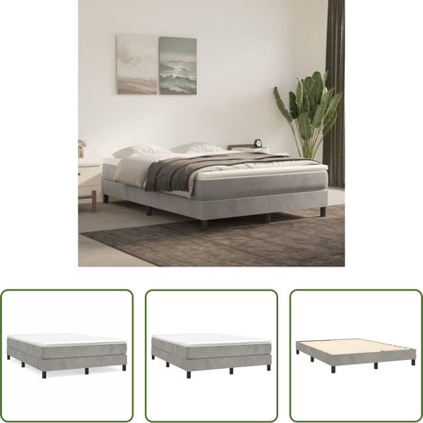 vidaXL Matelas - Cadre de lit gris clair 140x190 cm velours (1/5)