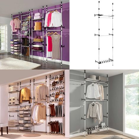 Système de garde-robe télescopique barres et étagère Aluminium - Système De Rangement - Armoire Télescopique - Dressing Modulaire - Organisation De Placard - Espace De Rangement - Home & Living (1/5)
