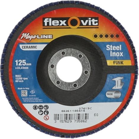 Disque à lamelles MEGA-LINE ROSE - Ø 125 mm - Grain 60 - FLEXOVIT