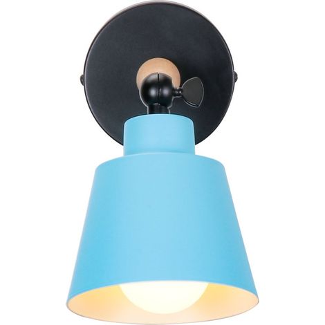 Applique Murale Moderne En Bois Lampe Murale Rétro Applique Murale Minimaliste Pour Chambre À Coucher, Couloir E27 Bleu (1/5)