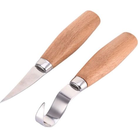 Ciseau à bois, ensemble d'outils de sculpture sur bois, 2 pièces pour découper, éplucher et réaliser des cuillères à crochet (1/5)