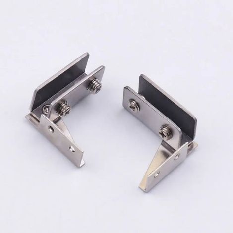 (Style 1) 2 charnières en alliage de zinc pour porte en verre, fixation sans cadre, fermeture automatique, sans perçage, pour meubles et armoires. (1/5)