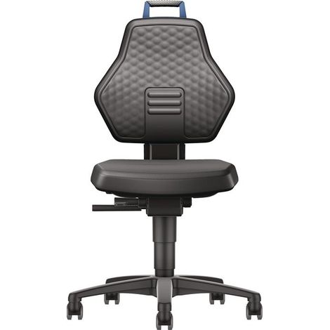 Arbeitsdrehstuhl Rl.Kunstleder schwarz Grifffarbe blau 450-600mm TECWERK (1/4)