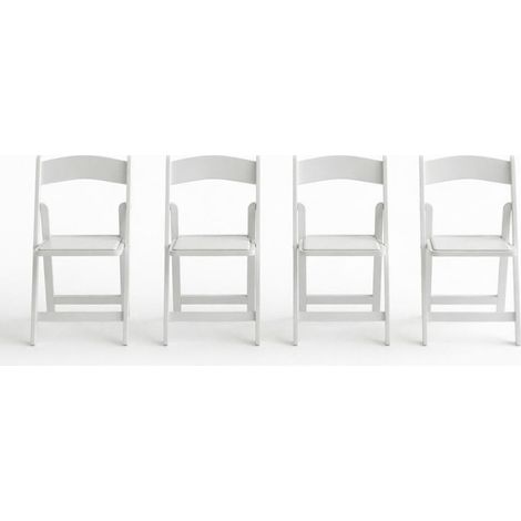 Lote de 4 sillas plegables 44x45x78 cm de resina blancas, ahorro de espacio para comedor (1/5)