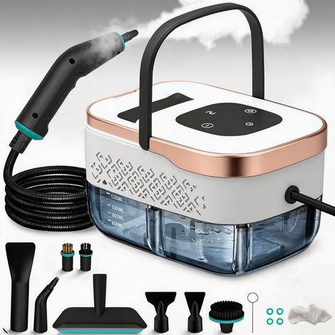 Nettoyeurs Vapeur éLectriques Nettoyeur Vaporisateur Vapeur Vitre Canapé Appareil Vapeur Pour Sols, Cuisines, FenêTres, 6 Niveaux De RéGlage, CâBle 3m, RéServoir D'Eau De 1,6 L, (1/5)