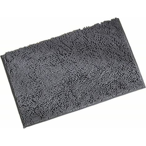 40cm x 60cm Chenille Microfiber Shower Absorbent Non-Slip Bath Mat for Bathroom, Gray (1/4)