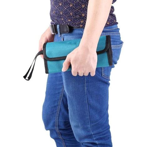 Werkzeugtasche, aufrollbarer Werkzeugkoffer aus Segeltuch, leere Werkzeugaufbewahrungstasche, Aufbewahrungstasche mit Reißverschluss und Aufhängeschlaufe für Elektriker, Klempner oder Mechaniker (1/5)