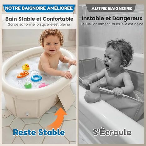 Baignoire Pliable Bébé, Beige (1/3)