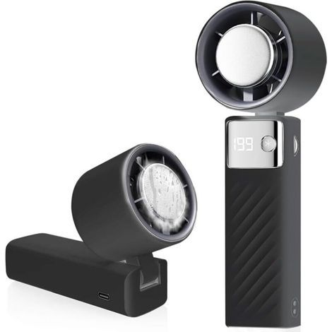 Ventilatore portatile, mini ventilatore ricaricabile da 5000 mAh, piccolo ventilatore turbo silenzioso con velocità regolabile (da 1 a 199), ventilatore rinfrescante per campeggio, sport, viaggi (nero (1/5)