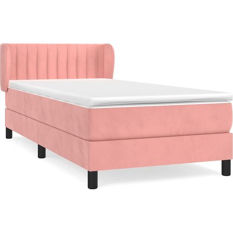 Maison Exclusive - Cama box spring con colchón terciopelo rosa 90 (1/5)