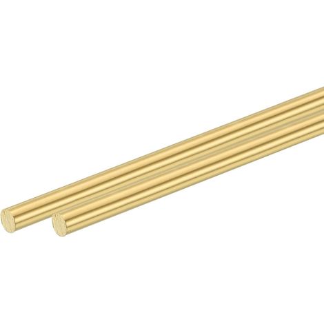 2 Pcs Round Brass Rod Full 1/4" (6.5mm) Diameter, Length 8"(203mm) Lathe Bar H62 Brass Round Brass Rod for DIY Craft Industry Construction (1/5)