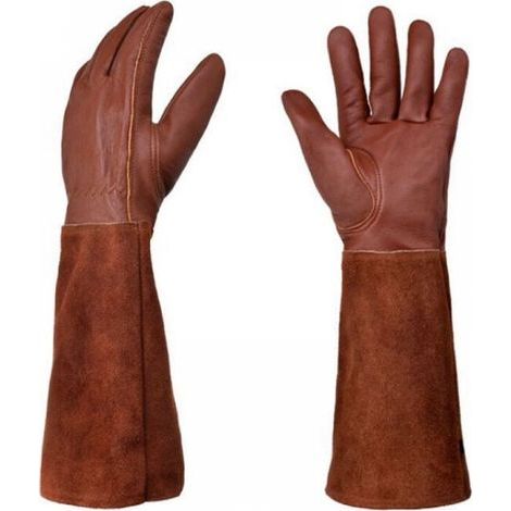 Gartenhandschuhe aus Leder, dornenfest, lange Gartenhandschuhe bis zum Ellbogen
