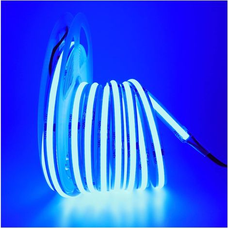 Ruban LED, Bande LED COB DC 24V 5M 320 LEDs/M Total 1600 LEDs Lumière Néon Bleu Bande Lumineuse LED Super Brillante Souple pour Fête, Comptoir, étagère, Décoration Intérieure (1/5)