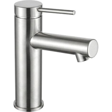 Miscelatore lavabo in ottone spazzolato grigio con leva monocomando slim Alba (1/2)