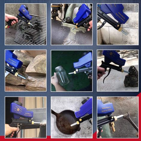 [Yuexinghui] Liquidation : Pistolet de sablage pneumatique portatif, machine de sablage pneumatique portable, pistolet à pulvérisation par gravité, bleu