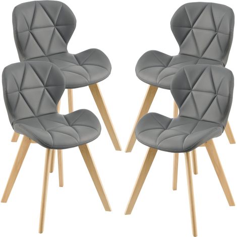 Set 4 sedie in ecopelle 81 x 57 x 49 cm grigio 030006775