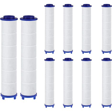 Lot de 10 filtres en coton PP pour pommeau de douche, élimination des résidus de chlore, cartouche de sédiments filtrées, 10,5 x 2,5 cm, noyau d'eau universel propre (1/5)