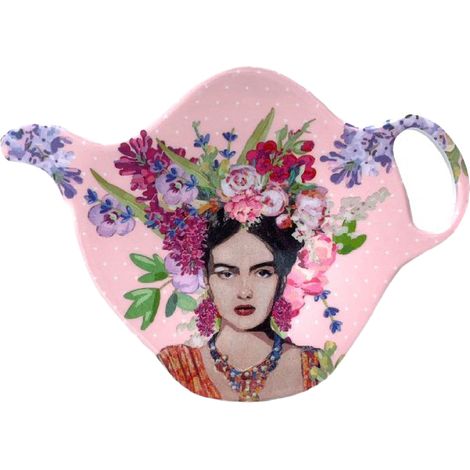 Soucoupe pour sachet de thé Frida Khalo rose