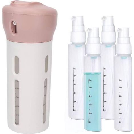 Flacone da viaggio universale ricaricabile, rosa, per shampoo e balsamo profumati, dispenser da viaggio portatile a prova di perdite, per vari prodotti