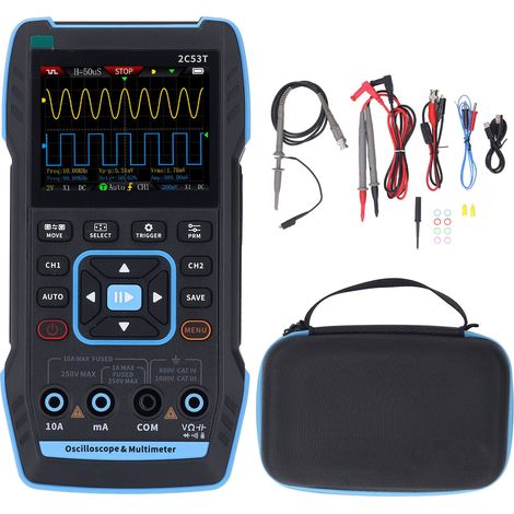 Oscilloscope multimètre générateur signal DDS 3 en 1 – Bande passante 50MHz taux échantillonnage 250MS/s 19999 comptes sonde 10X 2C53T (1/5)