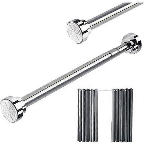 Barre de rideau de douche télescopique 55-90 cm en acier inoxydable, longueur ajustable sans perçage, pour placards, salles de bains, fenêtres, portes (1/4)