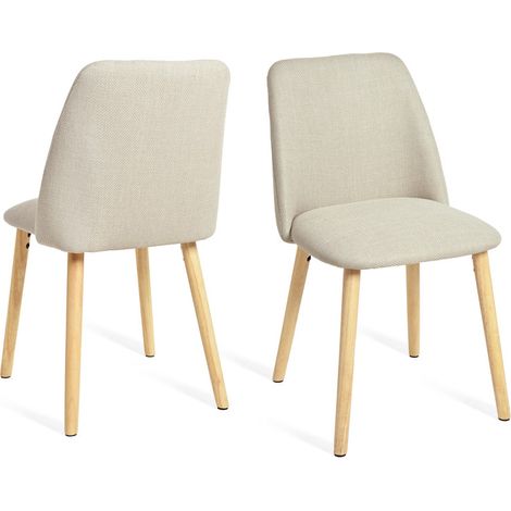 Goeurvant Moderne Minimalistische Esszimmerstühle mit Atmungsaktivem Bezug und Massivholzbeinen - 2er Set - Beige (1/5)