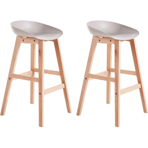 Set di 2 sgabelli da bar moderni in legno chiaro Tortora Sedie da cucina Micco (1/5)