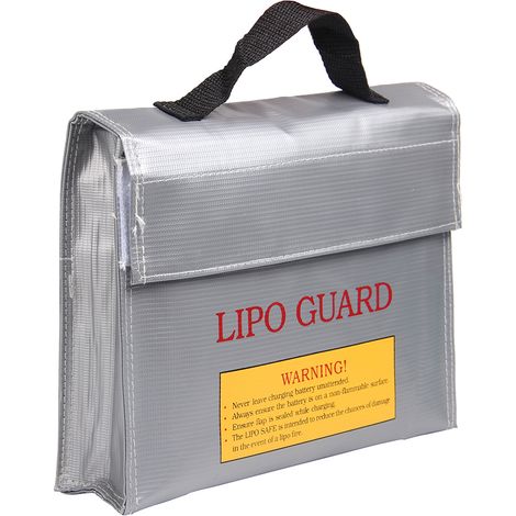 Sacoche de rangement portable ignifugée et antidéflagrante pour batteries LiPo, résistante à la chaleur, pour le chargement et le stockage des batteries (240 x 180 x 65 mm). (1/4)