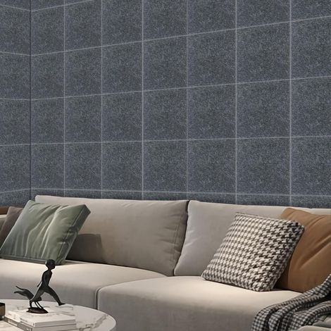 18 Stück 30 x 30 cm Akustikpaneele Selbstklebend Polyester-Faser Schallschutzplatten für Wohnzimmer Büro Spielzimmer KTV Kino Schlafzimmer Dunkelgrau (1/5)