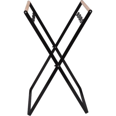 Support de sac poubelle en fer pour extérieur, pliable, pour le camping, noir. (1/5)