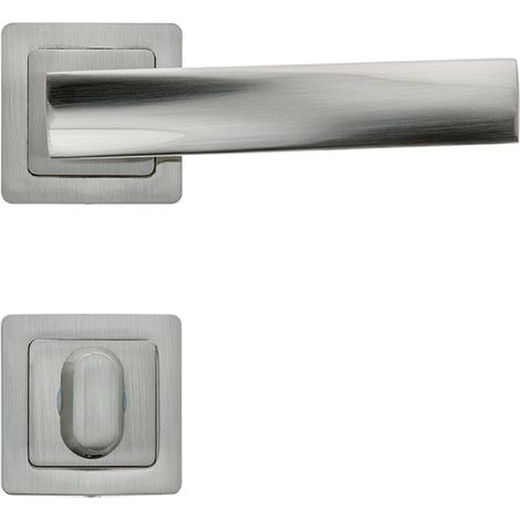AYR Lot de 2 poignées ELICE nickel satiné + 2 rosaces condamnation nickel satiné (1/5)