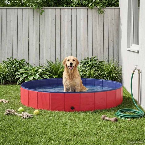 vidaXL Piscina per Cani Rosso Ø200 x 30 cm PVC Spesso
