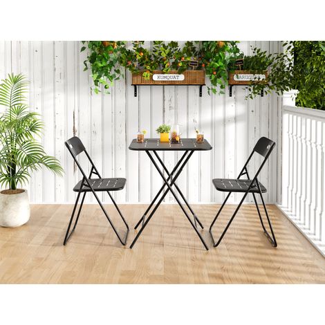 Salón bistró plegable de 3 piezas 60x60x73 cm en acero negro, ahorro de espacio FloraGrace (1/5)