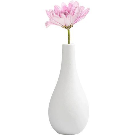 Vase minimaliste en céramique blanche en forme de gouttelette, petit vase rétro décoratif floral, vase diffuseur de table, vase de centre de table, vase pour décoration d'intérieur (1/5)