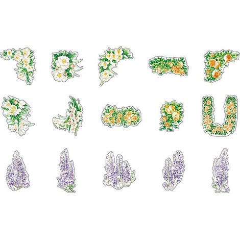 15 autocollants fleurs motifs floraux fins PET autocollants déco DIY pour scrapbook carnet album photo type3 (1/5)