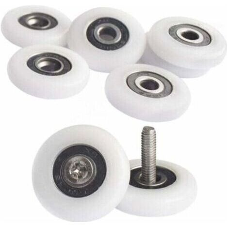 Lot de 8 Poulies de Douche 25mm pour Porte de Cabine - Roulettes de Remplissage avec Vis Incluses - Compatible avec la Plupart des Modèles de Portes de Douche (1/4)