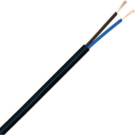 Câble électrique PVC 2X0,50 H03VV-F Noir – Tension 300V – Température 60°C – Vendu au mètre pour installations électriques – Errebi Group
