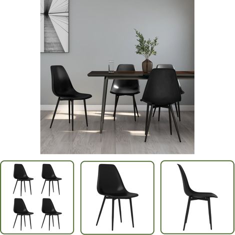 The Living Store Esszimmerstühle 4 Stk. Schwarz PP - Esszimmerstühle - Schwarze Stühle - Stühle Mit Armlehnen - Kunststoffstühle - Moderne Stühle (1/5)