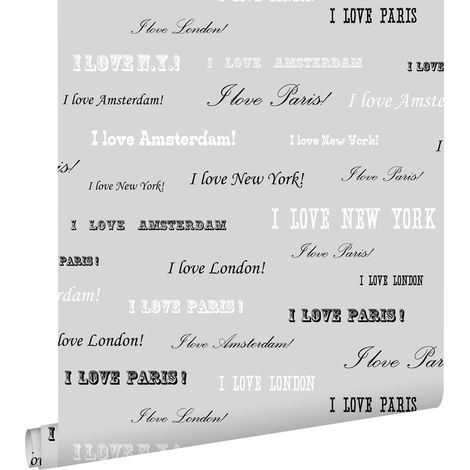 papier peint I love Paris argent et noir  - ESTAhome (1/5)