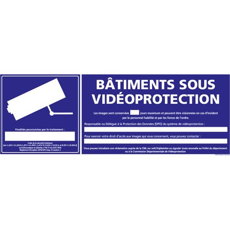PANNEAU BATIMENTS SOUS VIDEO PROTECTION (G1176) - Adhésif - 210 x 75 mm